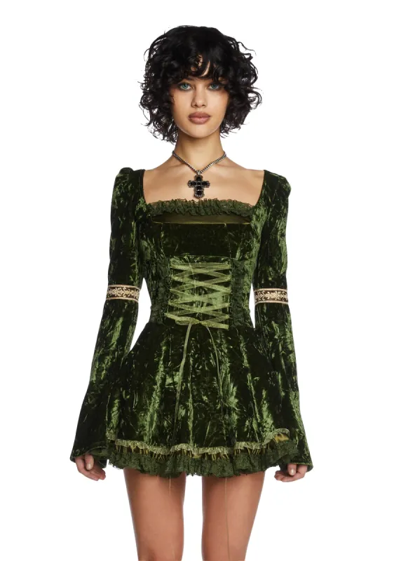 Myths N' Legends Mini Dress - Green sold by Dolls Kill