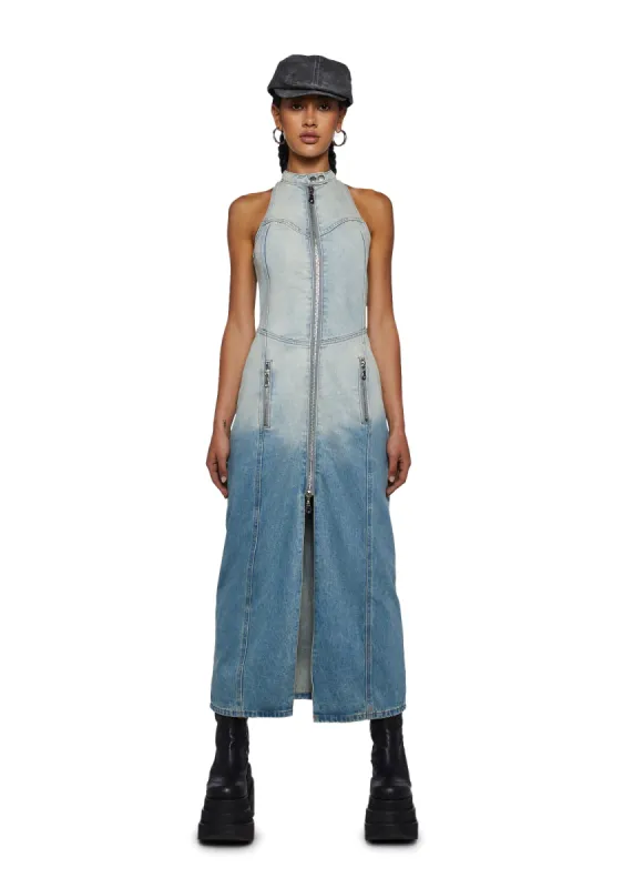 Motor Denim Maxi Dress sold by Dolls Kill