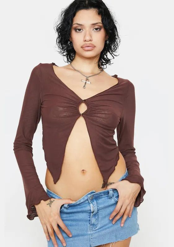 Lying In Wait Long Sleeve Crop Top sold by Dolls Kill