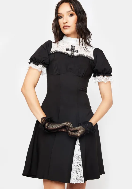Gothic Dead Cross Mini Dress sold by Dolls Kill