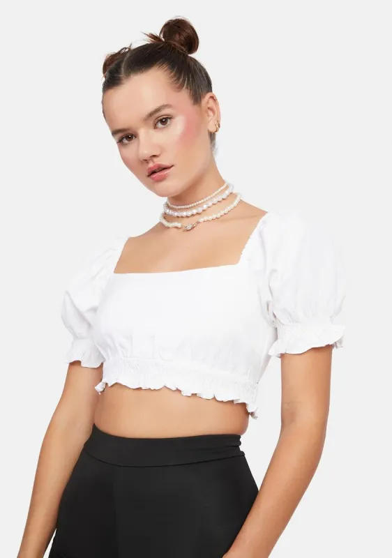 Change Ur Mind Puff Sleeve Crop Top sold by Dolls Kill