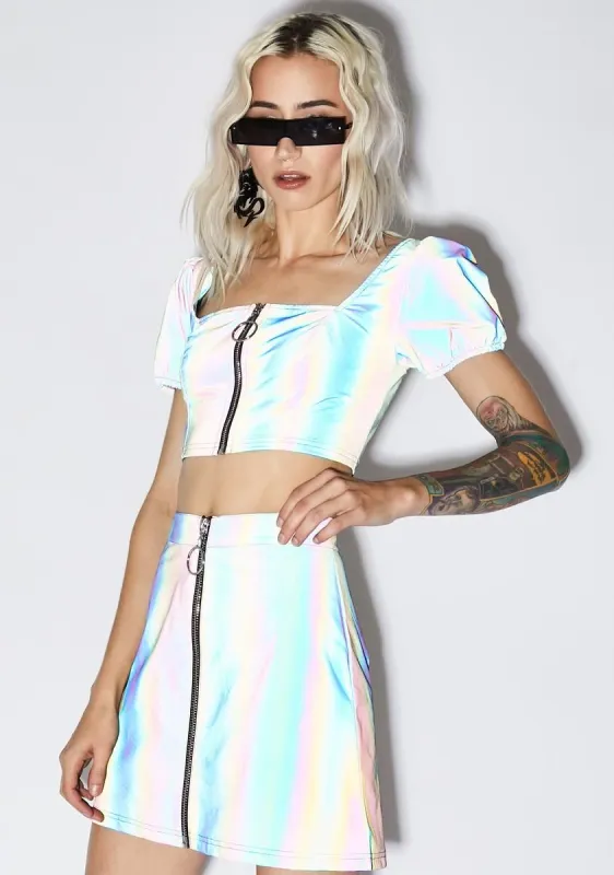 Night Savage Signalz Reflective Crop Top sold by Dolls Kill