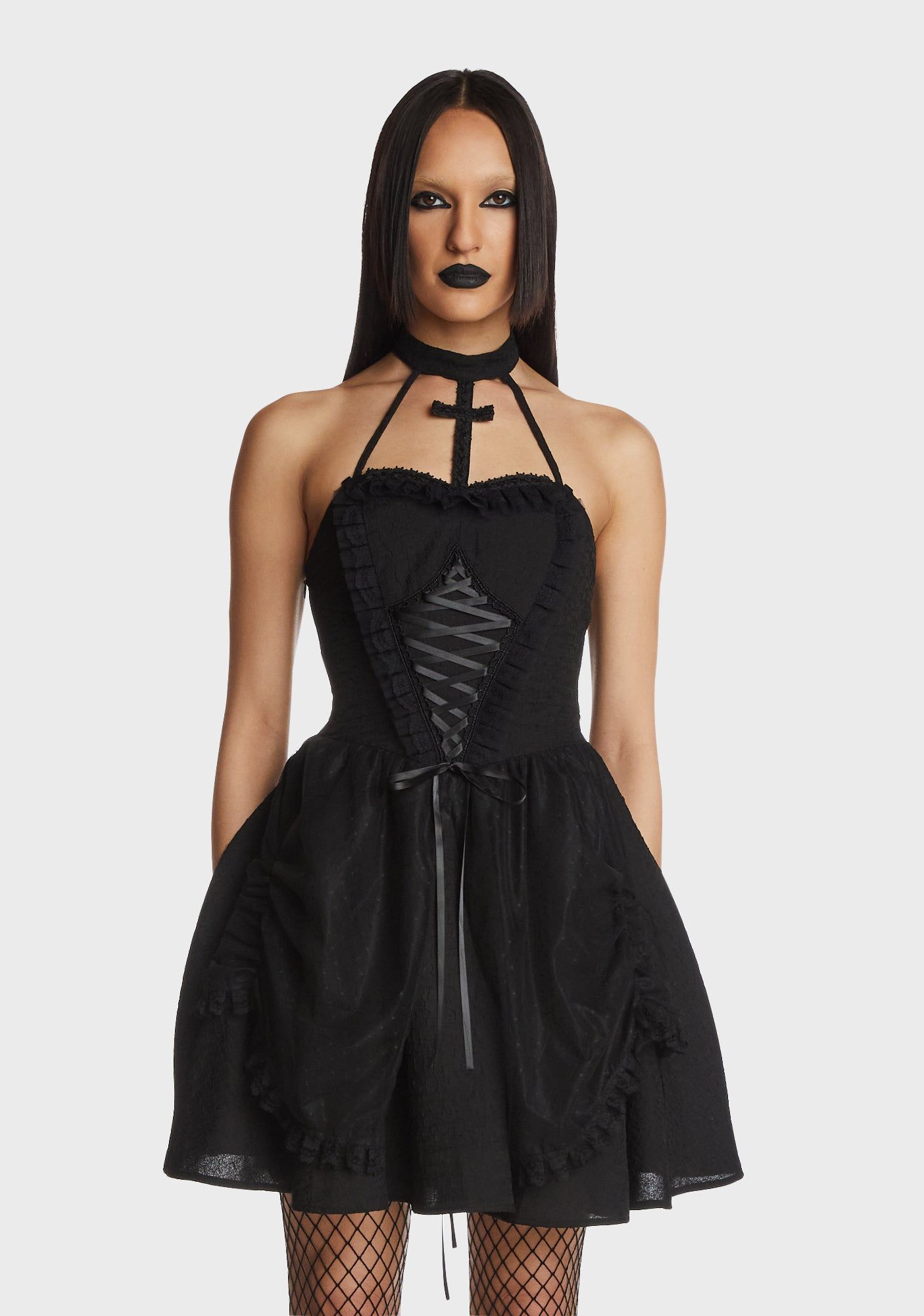 Gothic Big Cross Strap Dress sold by Dolls Kill