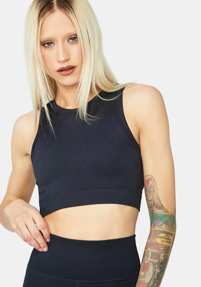 Navy Quick Reflexes Sports Bra sold by Dolls Kill