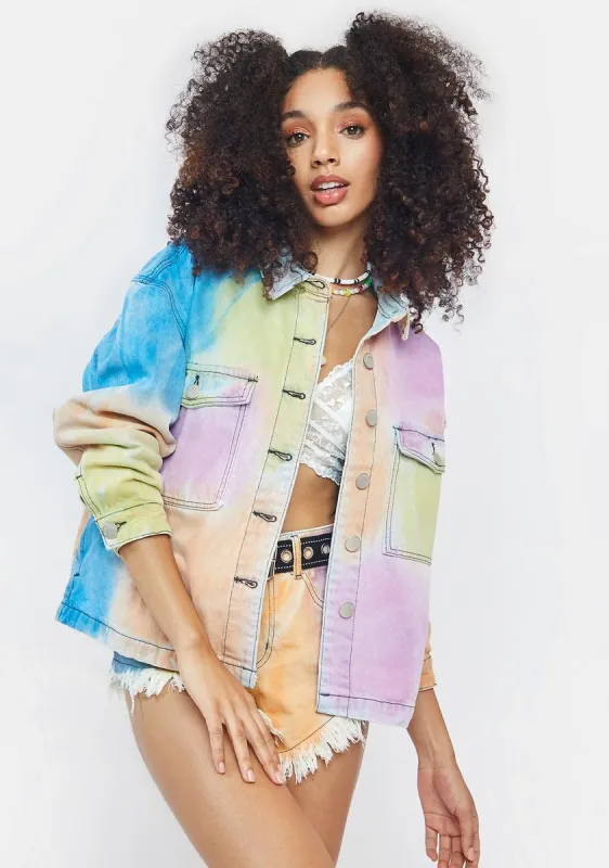 Multi Tie Dye Denim Jacket sold by Dolls Kill