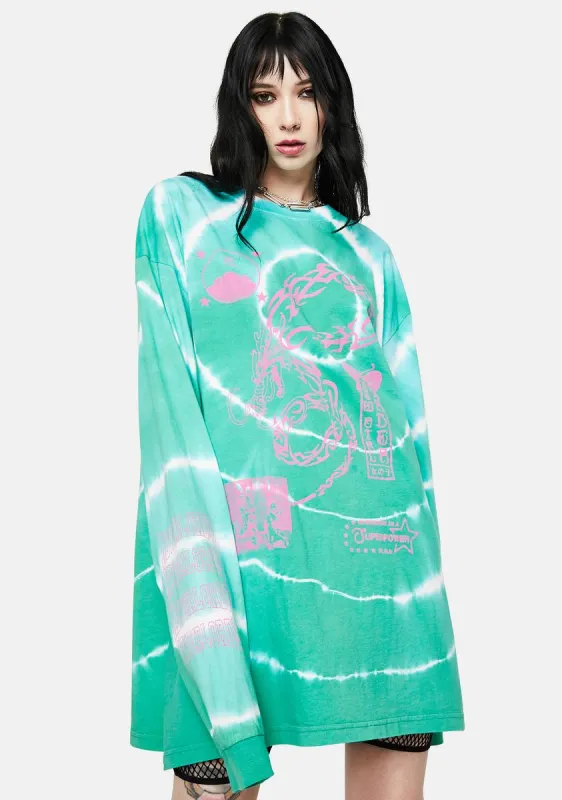 Dragon Print Tie Dye Long Sleeve Tee sold by Dolls Kill
