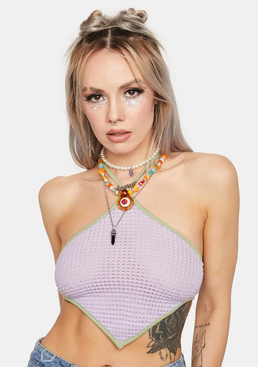 Lilac Follow The Music Halter Top sold by Dolls Kill