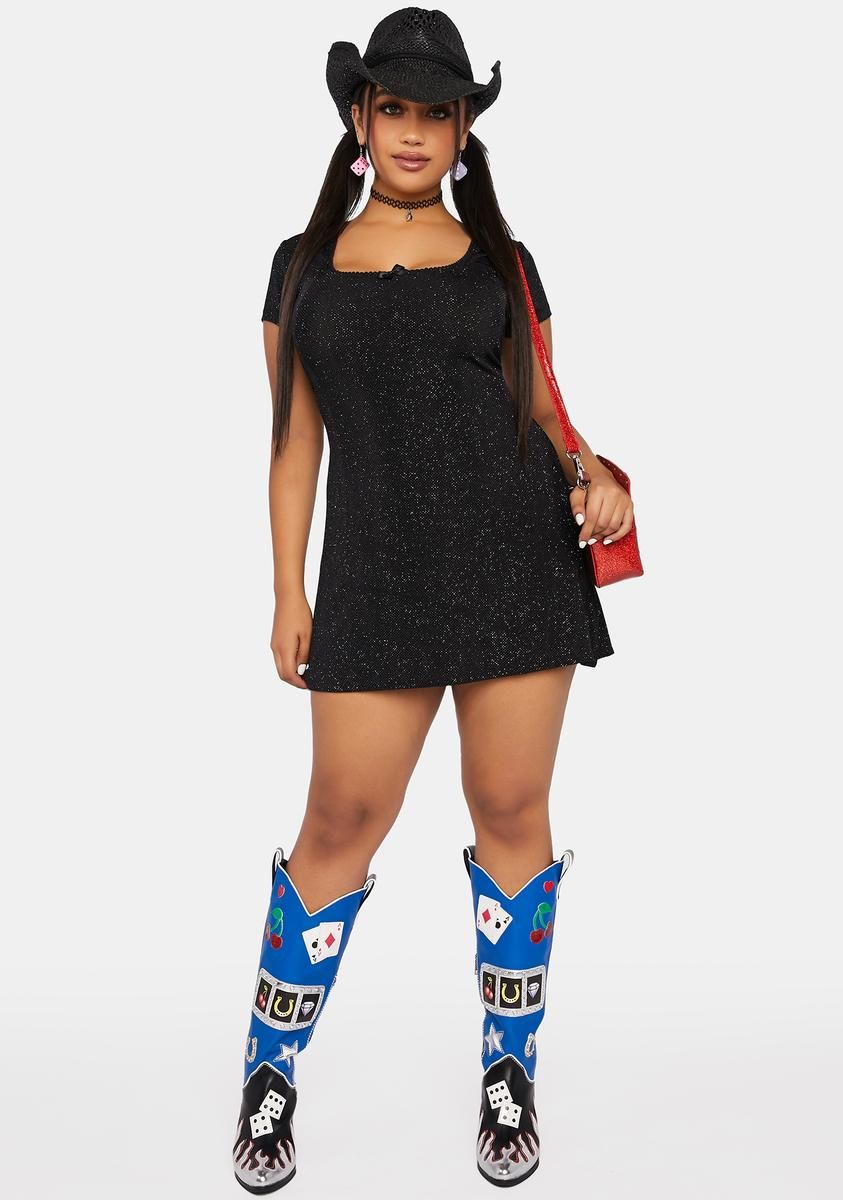 Plus Lucky Caller Glitter Mini Dress sold by Dolls Kill product image thumbnail 3