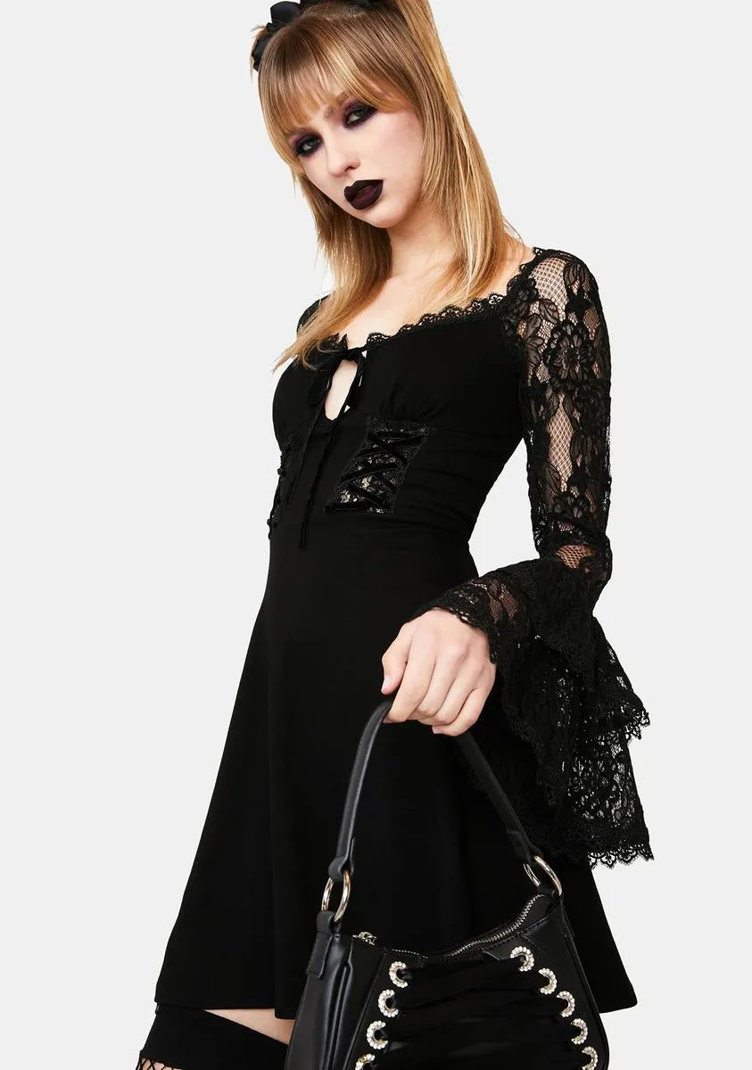 Black Lace Sleeve Mini Dress sold by Dolls Kill product image thumbnail 2