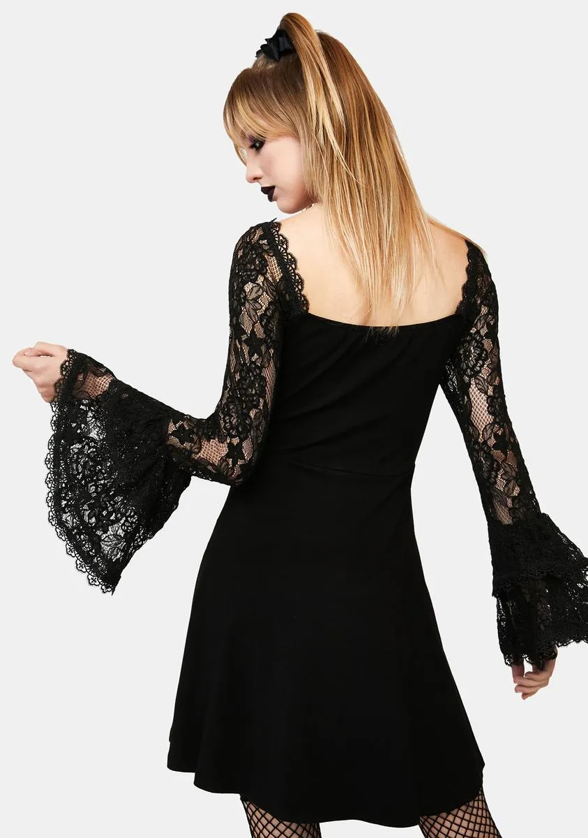 Black Lace Sleeve Mini Dress sold by Dolls Kill product image thumbnail 4