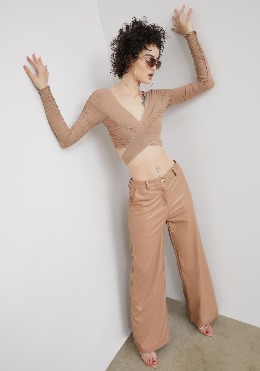 Taupe Match My Energy Wrap Top sold by Dolls Kill product image thumbnail 3