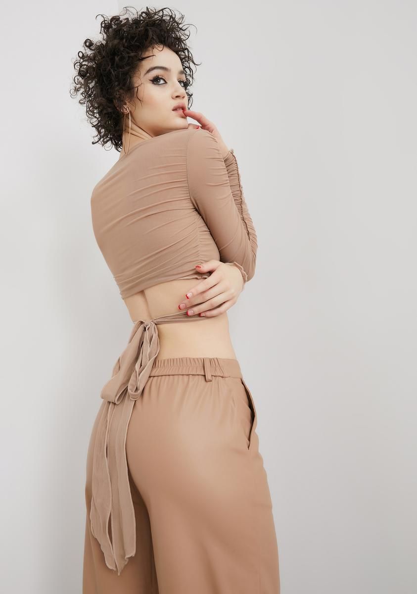 Taupe Match My Energy Wrap Top sold by Dolls Kill product image thumbnail 4