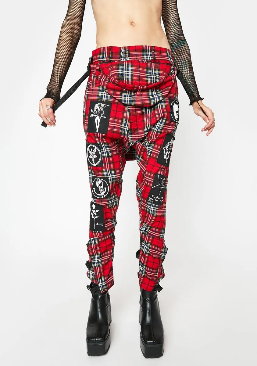 Hot Tartan Patch Clip Pants sold by Dolls Kill
