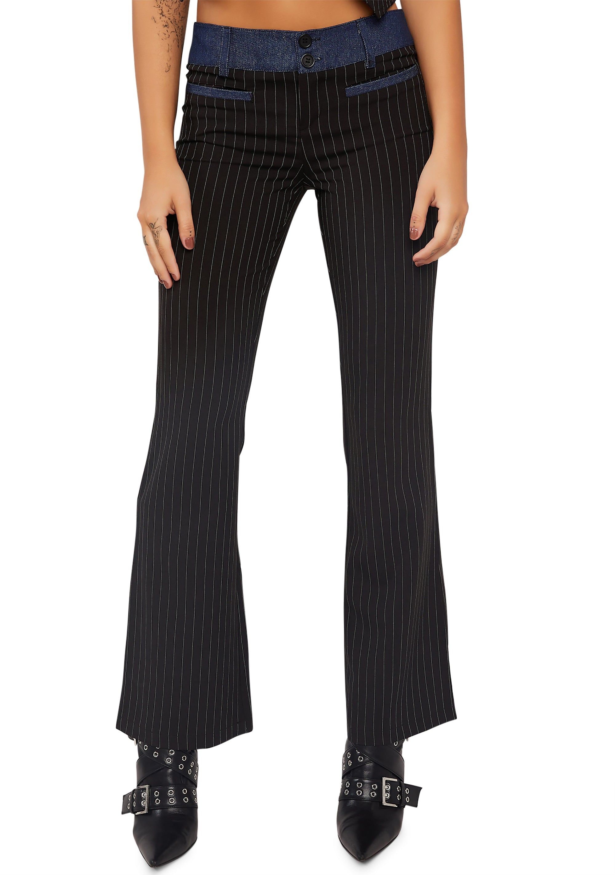Gemma Pinstripe Trousers sold by Dolls Kill