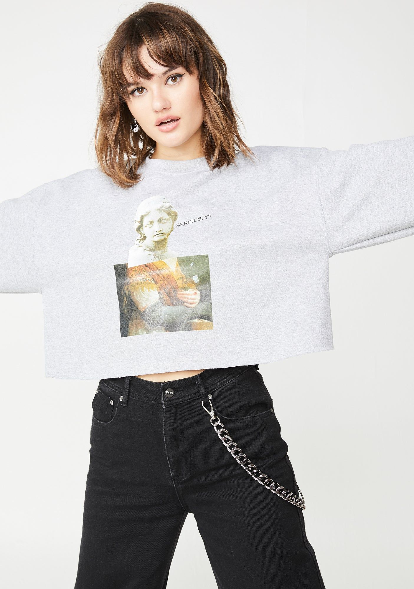 Seriously Graphic Cropped Sweater sold by Dolls Kill