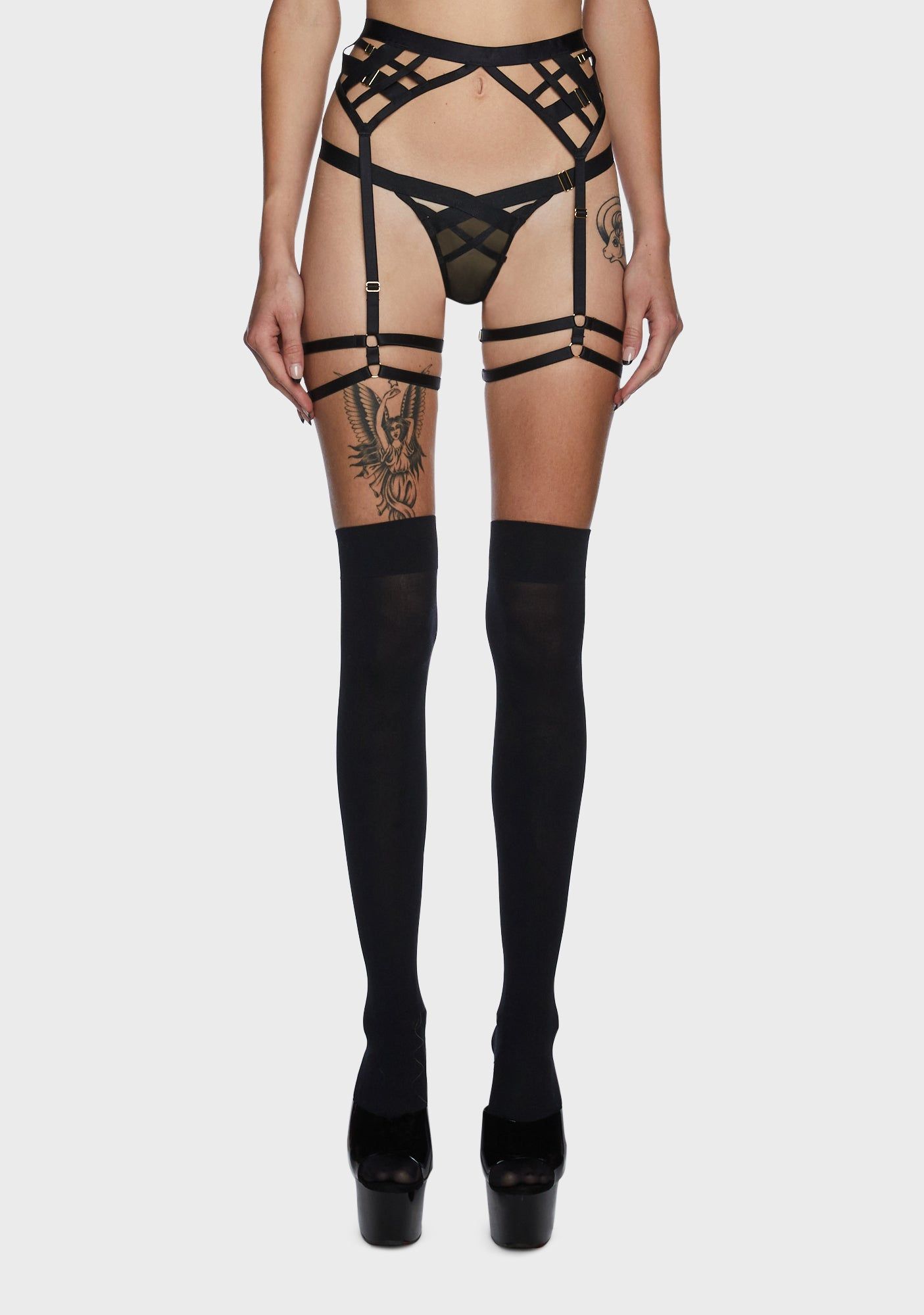Chantal Open Elastic Suspender With Leg Harness sold by Dolls Kill