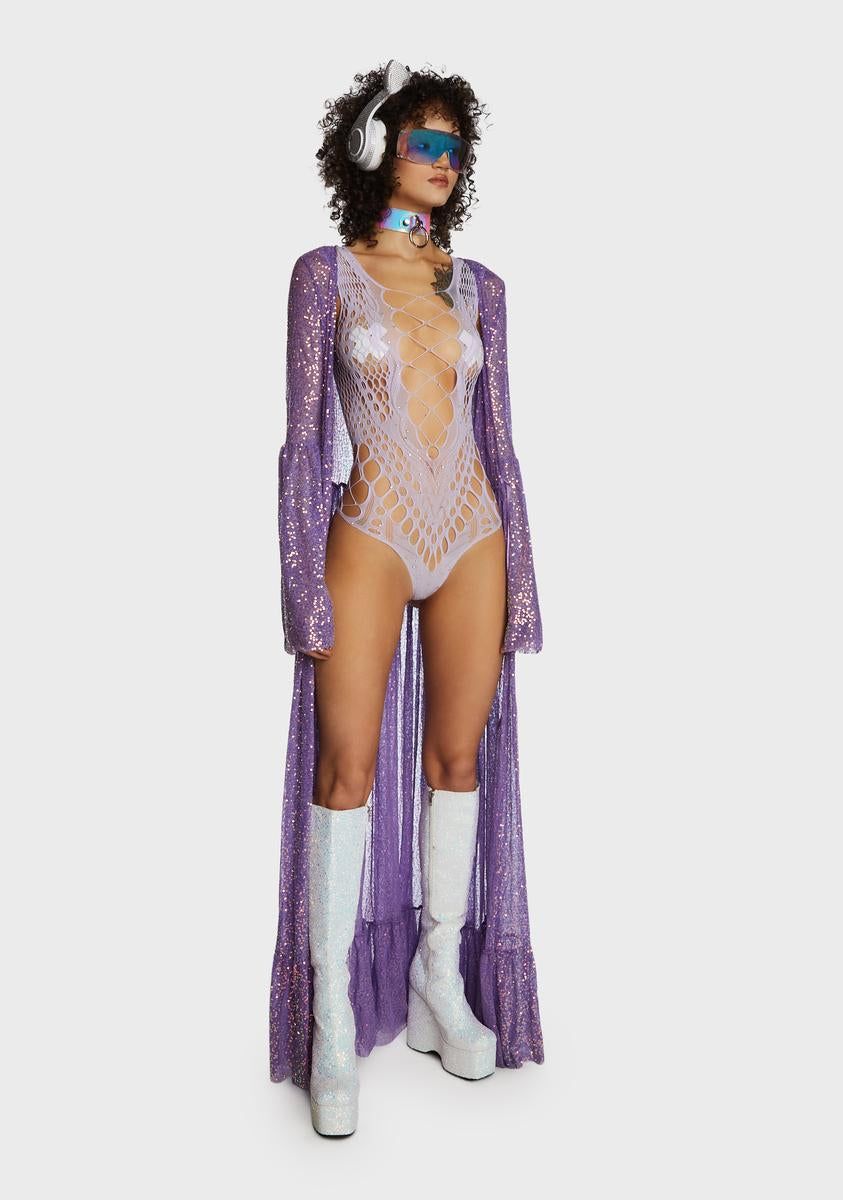 Bombshell Beauty Fishnet Bodysuit - Light Purple sold by Dolls Kill product image thumbnail 5