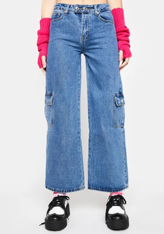 Deliah Low Rise Cargo Jeans sold by Dolls Kill