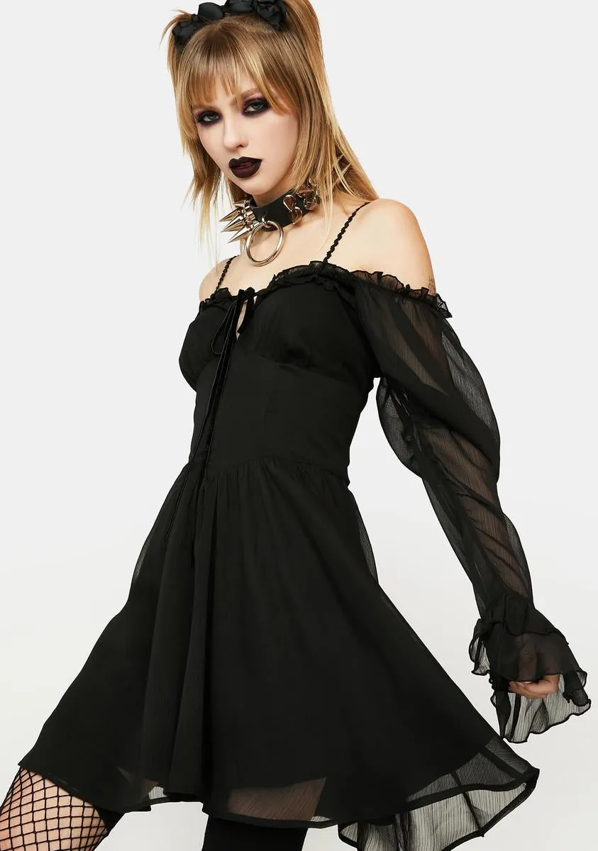 Long Sleeve Lace Up Mini Dress sold by Dolls Kill