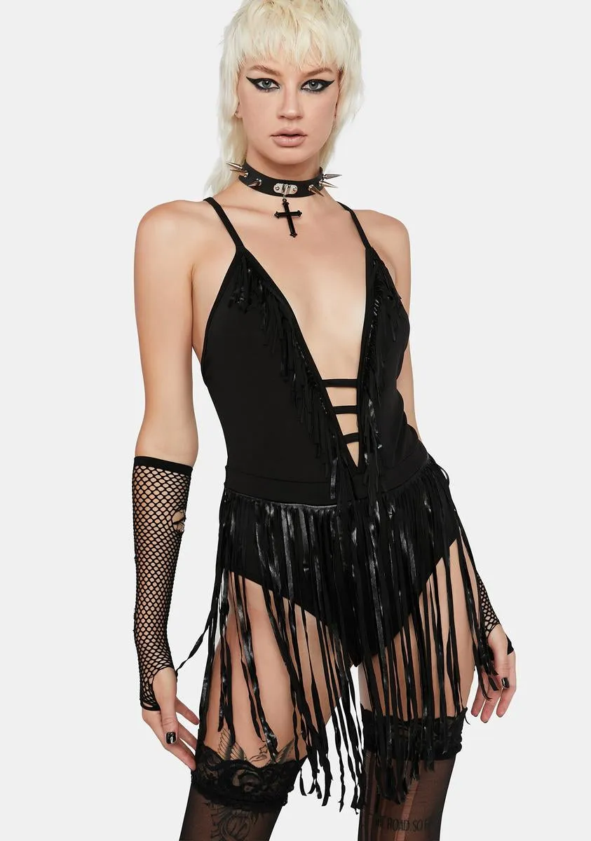 Dancing On My Own Fringe Bodysuit sold by Dolls Kill