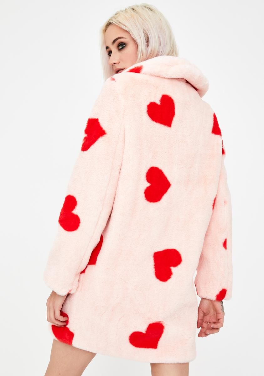 Heart Print Faux Fur Coat sold by Dolls Kill product image thumbnail 4