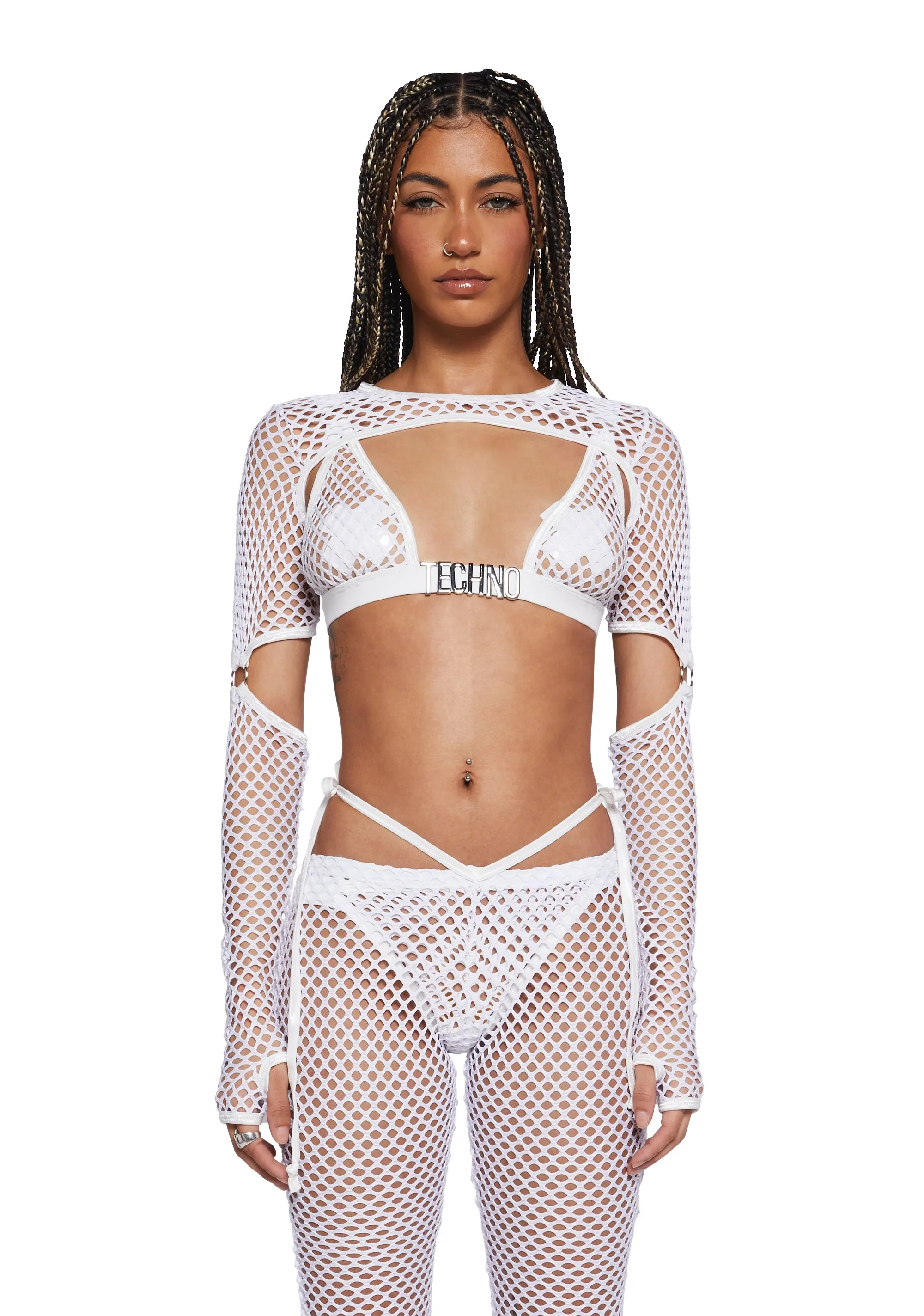Techno Fantasy Fishnet Shrug - White sold by Dolls Kill