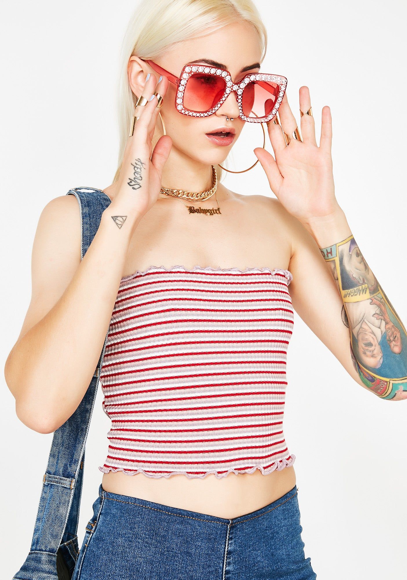 Scarlet Smoking Daisies Tube Top sold by Dolls Kill product image thumbnail 2
