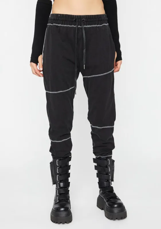 Reverb Unisex Contrast Stitch Joggers sold by Dolls Kill
