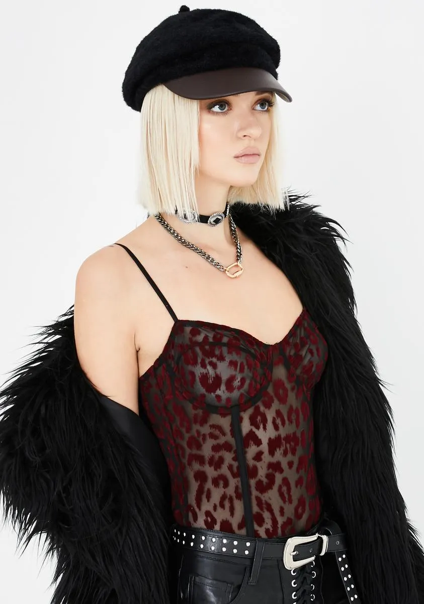 Red Leopard Yecal Sheer Bodysuit sold by Dolls Kill product image thumbnail 2