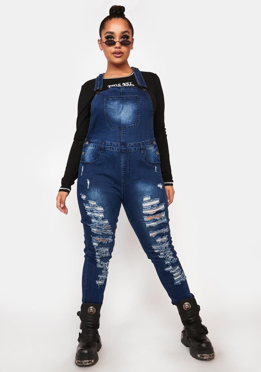 Plus Weekend Plans Denim Overalls sold by Dolls Kill product image thumbnail 3