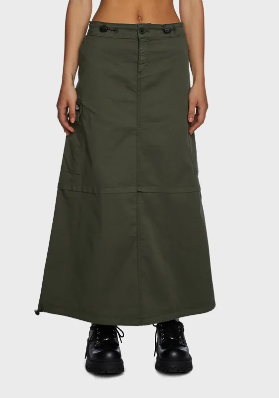 Ruby Maxi Cargo Skirt - Green made by Dolls Kill
