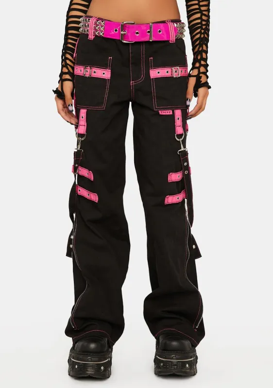 Pink Buckle Strap And Ring Pants sold by Dolls Kill