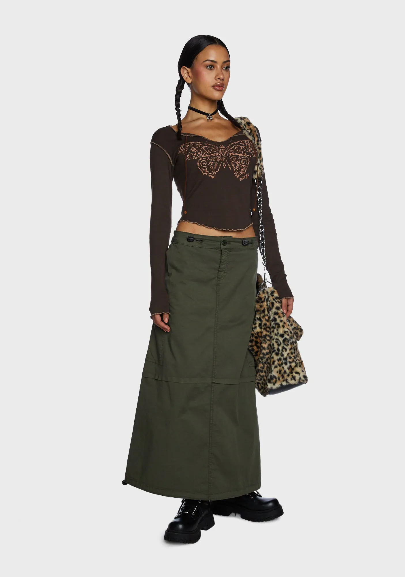 Ruby Maxi Cargo Skirt - Green sold by Dolls Kill product image thumbnail 5