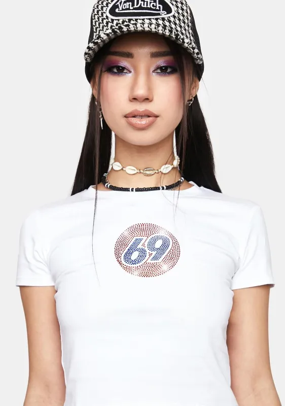 69 Gas Station Rhinestone Crop Tee sold by Dolls Kill