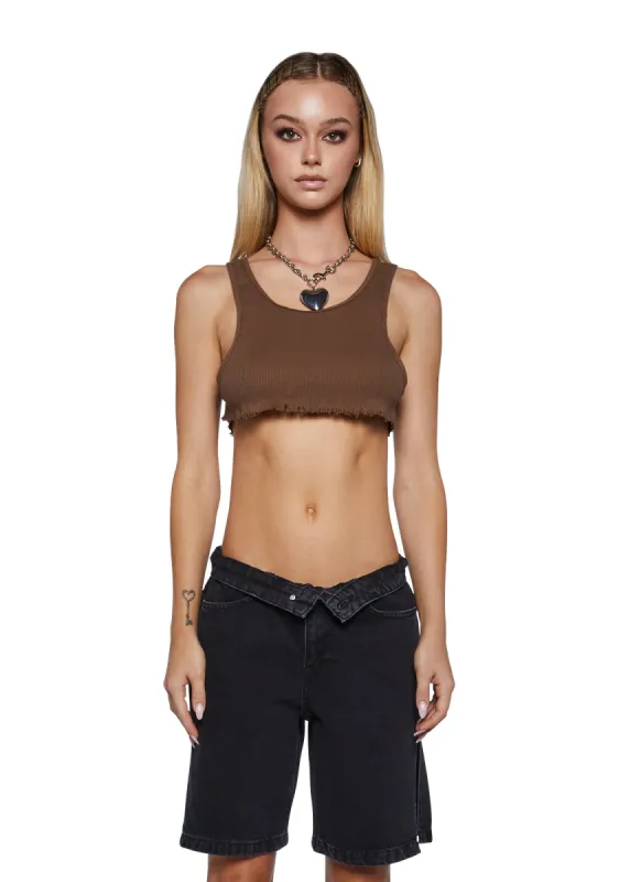 No Regulations Crop Tank - Brown sold by Dolls Kill
