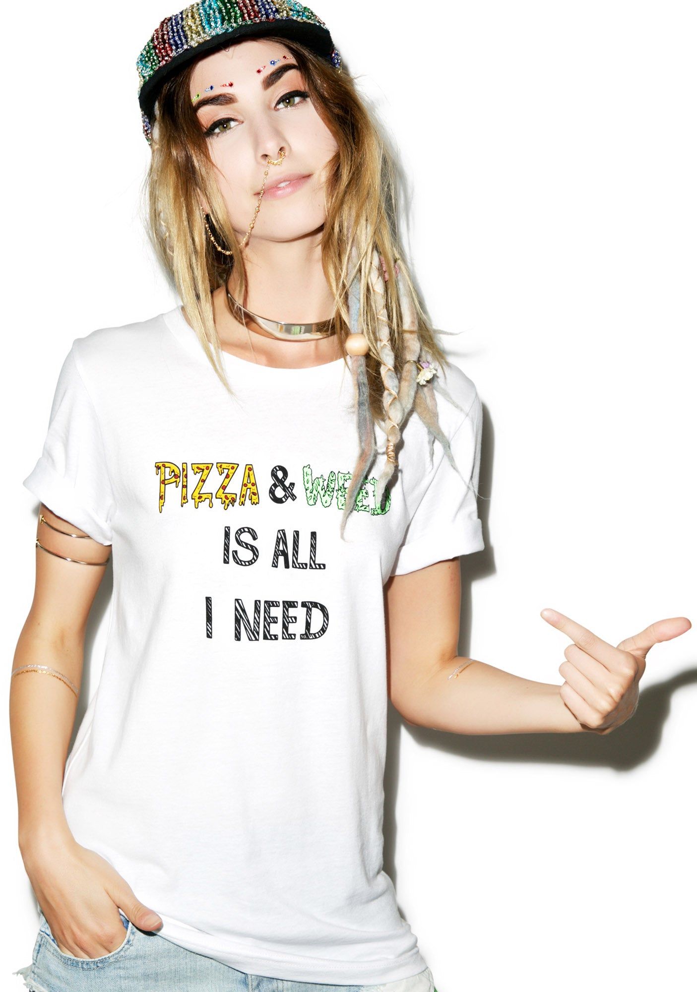 Pizza & Weed Tee sold by Dolls Kill product image thumbnail 4