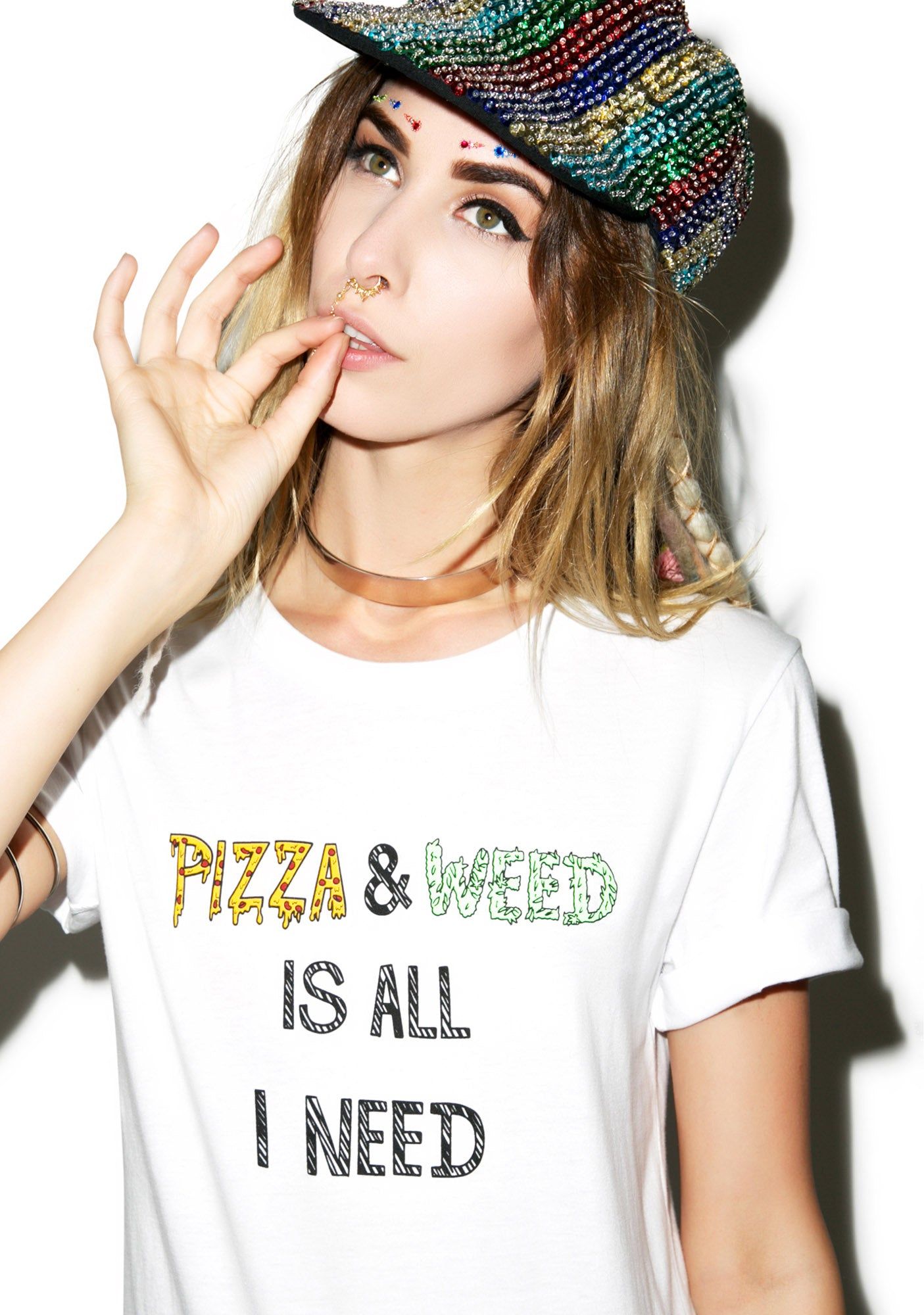 Pizza & Weed Tee sold by Dolls Kill product image thumbnail 2