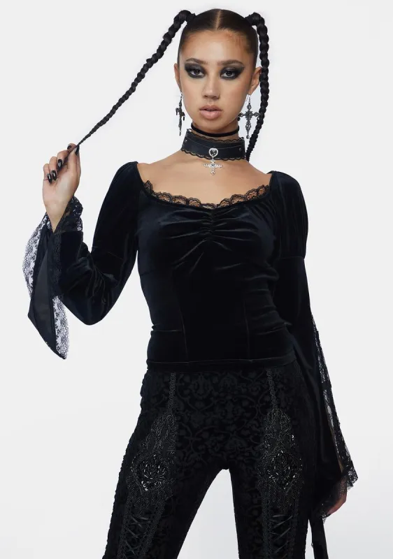 Flare Sleeve Lace Top sold by Dolls Kill