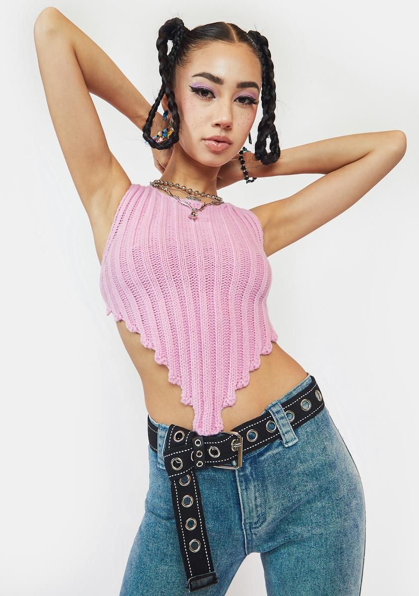 What A Treat Knitted Crop Top sold by Dolls Kill