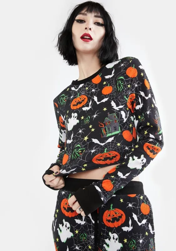 Slay All Doomsday Long Sleeve Halloween Lounge Top sold by Dolls Kill