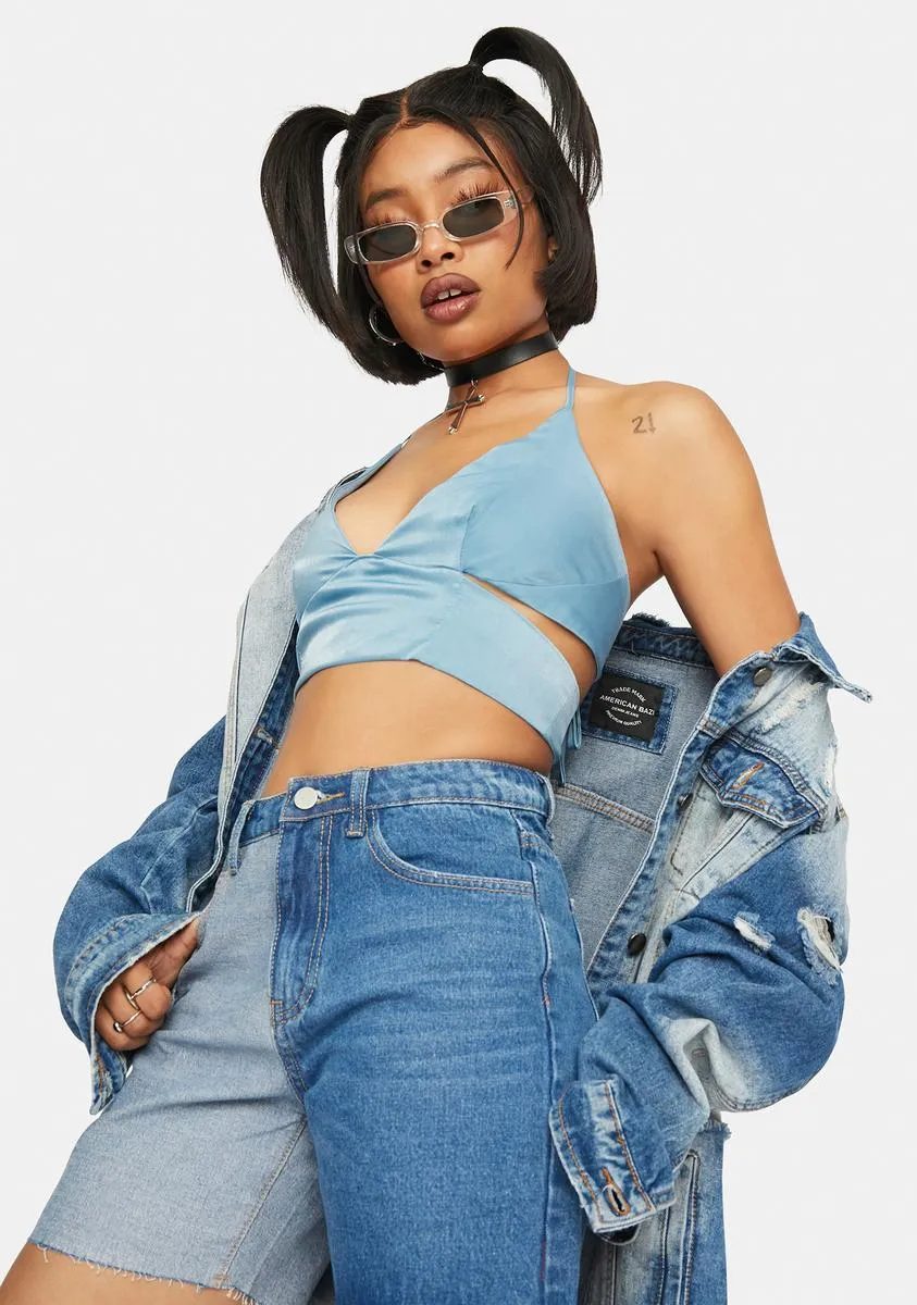 Blue Tie Back Halter Top sold by Dolls Kill product image thumbnail 2