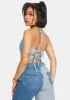 Blue Tie Back Halter Top sold by Dolls Kill