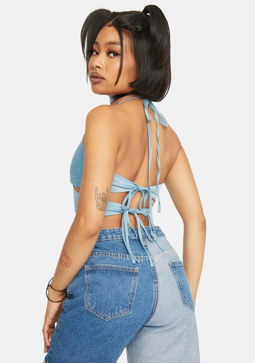Blue Tie Back Halter Top sold by Dolls Kill product image thumbnail 4