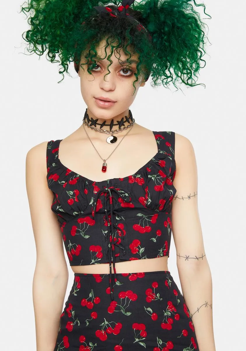 Black Cherry Glarina Crop Top sold by Dolls Kill