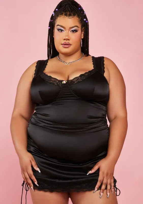 Plus Come Up Front Satin Mini Dress sold by Dolls Kill