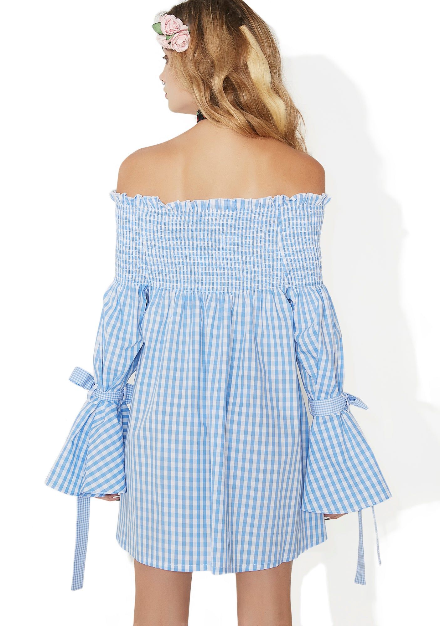 Gingham Check Off Shoulder Dress sold by Dolls Kill product image thumbnail 4