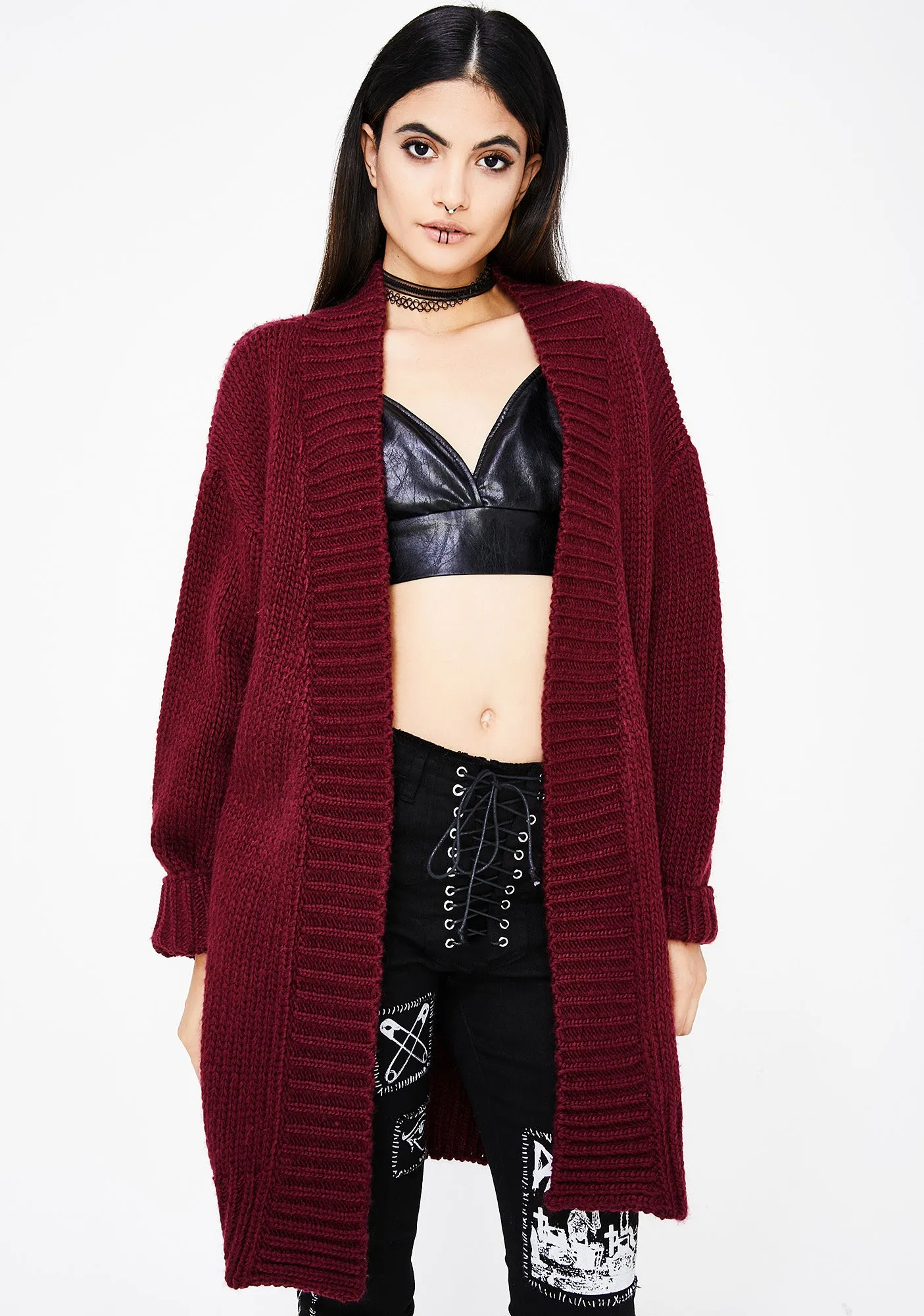 Left Em At Red Cardigan sold by Dolls Kill