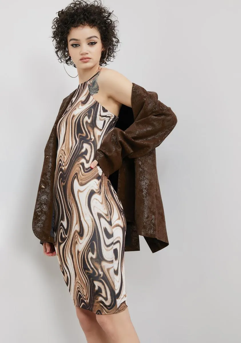 Taupe Second Skin Bodycon Midi Dress sold by Dolls Kill product image thumbnail 2