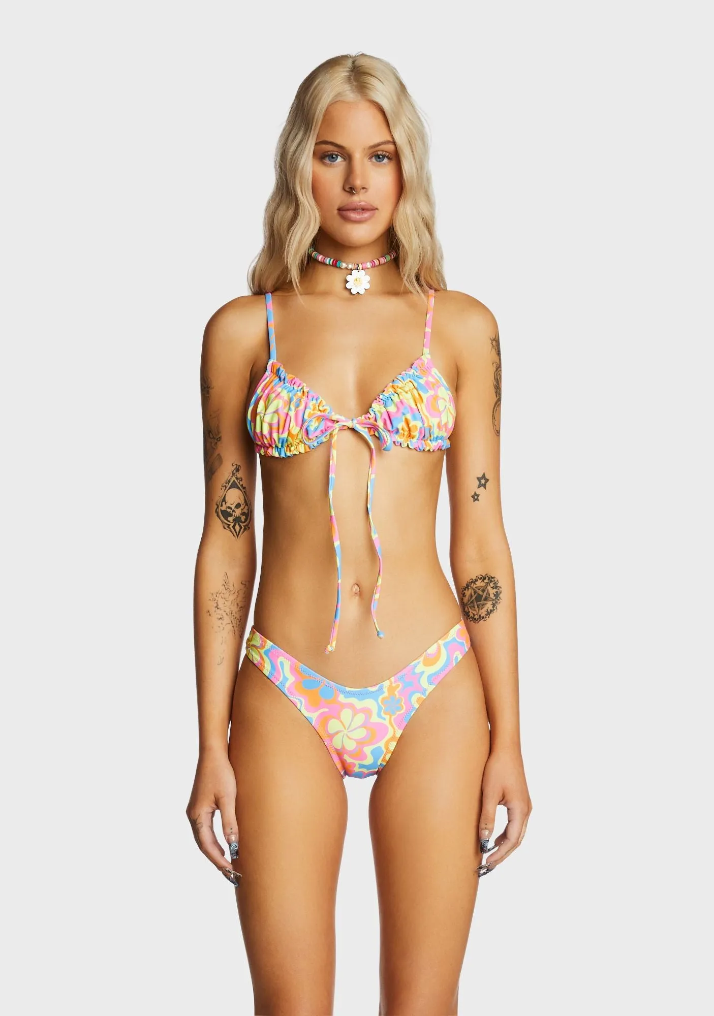 Ruched Bralette Bikini Top - Lovey Dovey sold by Dolls Kill