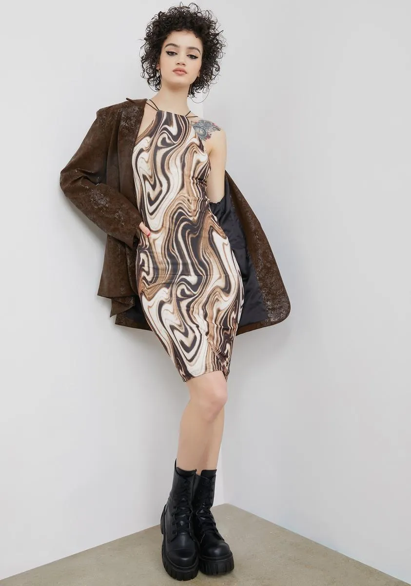 Taupe Second Skin Bodycon Midi Dress sold by Dolls Kill product image thumbnail 3